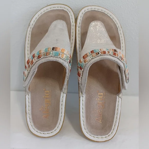 Alegria Women's Vanessa thong  Sandals silver Gold  size 37.  VAN-261 - Picture 6 of 11